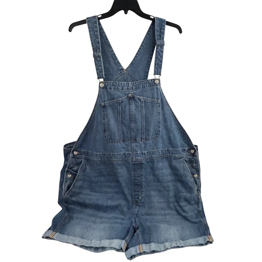 Old Navy Denim Shortalls 4X Blue Cuffed Plus Size Women